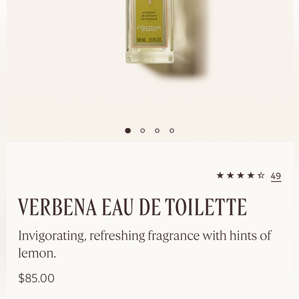 L'OCCITANE Verbena fresh toilette 1/2 full. - Picture 2 of 3